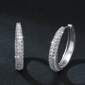 💎NEW Certified "Half Moon" Moissanite Hoop Earrings